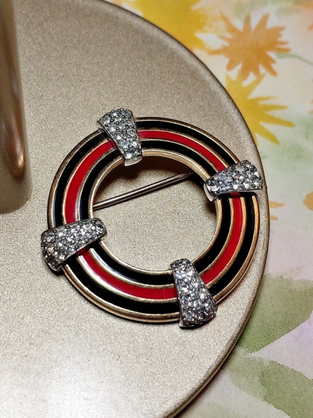 Givenchy Paris New York 1978 Rhinestone Brooch
